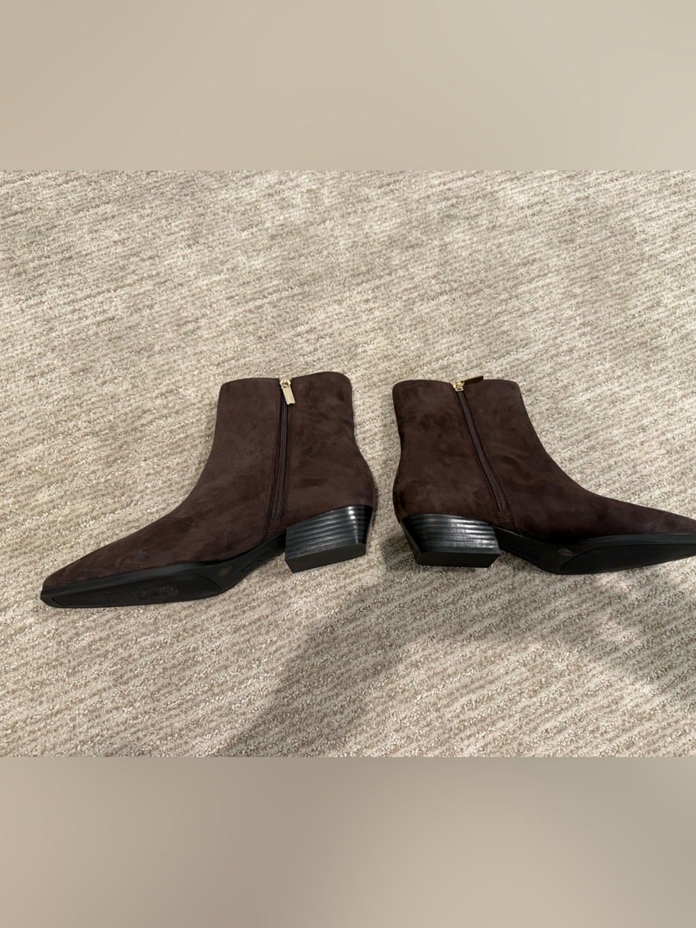 INC International Concepts Dark Brown Suede Ankle Booties with Side Zip - NWOT - Picture 4 of 9